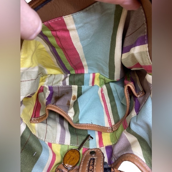 Fossil Modern Vintage Pink Canvas & Leather Convertible Crossbody Satchel Bag - Picture 13 of 15